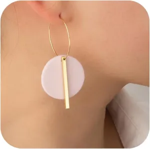 GLUBU Hoop Earrings for Women Dangle Earrings With Gold Hoop Lightweight Black Brown Pink Dangle Earrings Handmade Polymer Clay Earrings Hypoallergenic Earring for Women