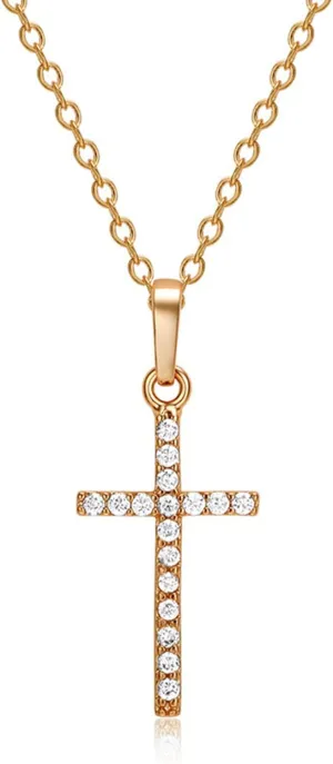 Gold Cross Necklace for Women Danity Simple Pendant Necklace with Zirconia for Men Gift