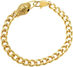 Gold Cuban Chain Bracelet Stainless Steel Snakehead Bracelet for Men and Women