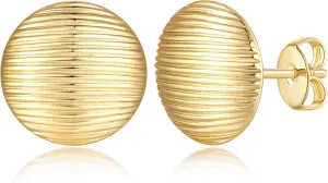 Gold Earrings 14K Gold Stud Earrings for Women Shell-Like Aesthetic Adorable and Comfort-Focused Womens Stud Earring 12mm