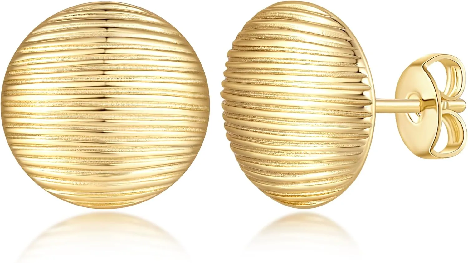 Gold Earrings 14K Gold Stud Earrings for Women Shell-Like Aesthetic Adorable and Comfort-Focused Womens Stud Earring 12mm