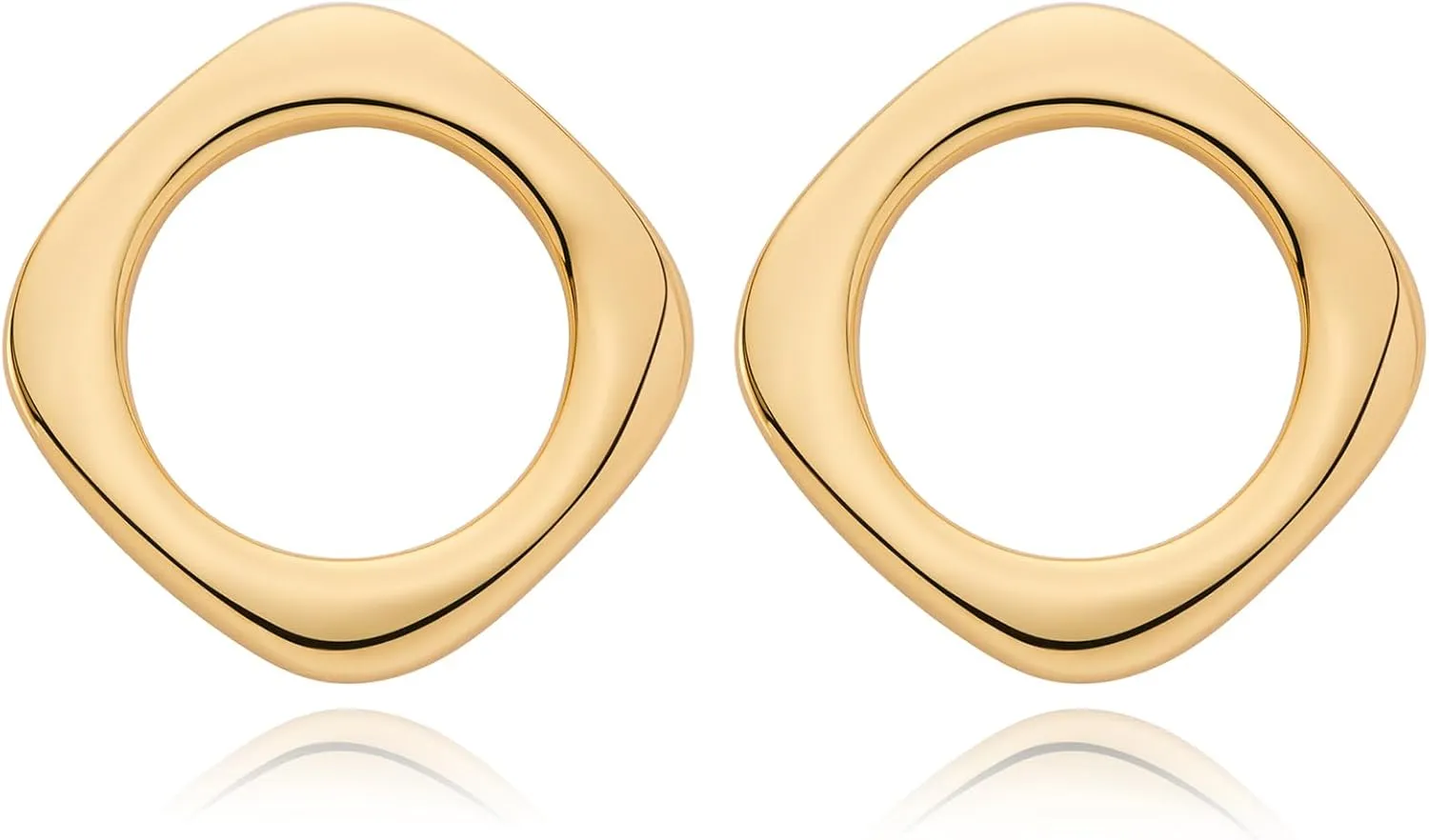 Gold Geometric Earrings Square Stud Earrings Open Circle Drop Earrings Minimalist Earrings Jewelry Gifts for Women