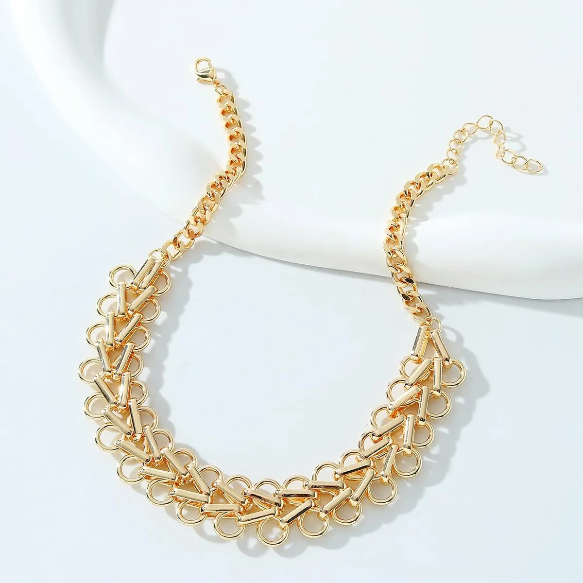 Gold Geometry Flower Choker Necklace for Women Trendy Heart Chokers Necklaces Minimalist Chain Neckless Jewelry Cute Sexy Fashion Party Prom 90s Accessories