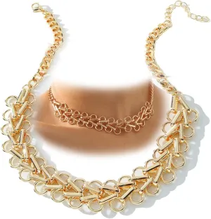 Gold Geometry Flower Choker Necklace for Women Trendy Heart Chokers Necklaces Minimalist Chain Neckless Jewelry Cute Sexy Fashion Party Prom 90s Accessories