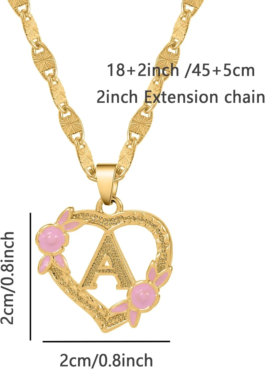Gold Heart Initial Necklace For Women Heart Flower Letter Pendant For Girl Personalized Name Jewelry Gift For Her