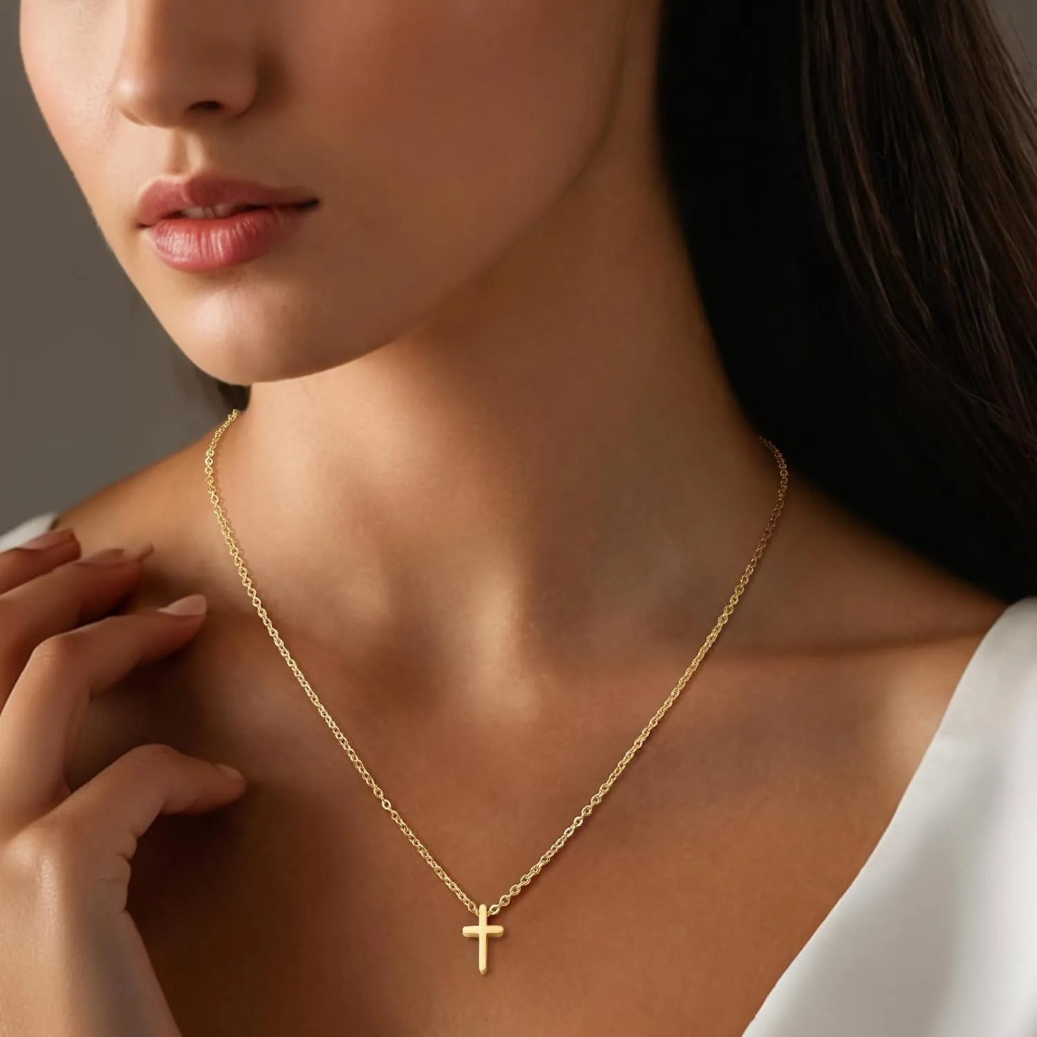 Gold Heart Initial Necklaces18K Real Gold Plated Layered Necklaces,Tiny Gold Initial Cross Birthday Gifts for Women Teen Jewelry
