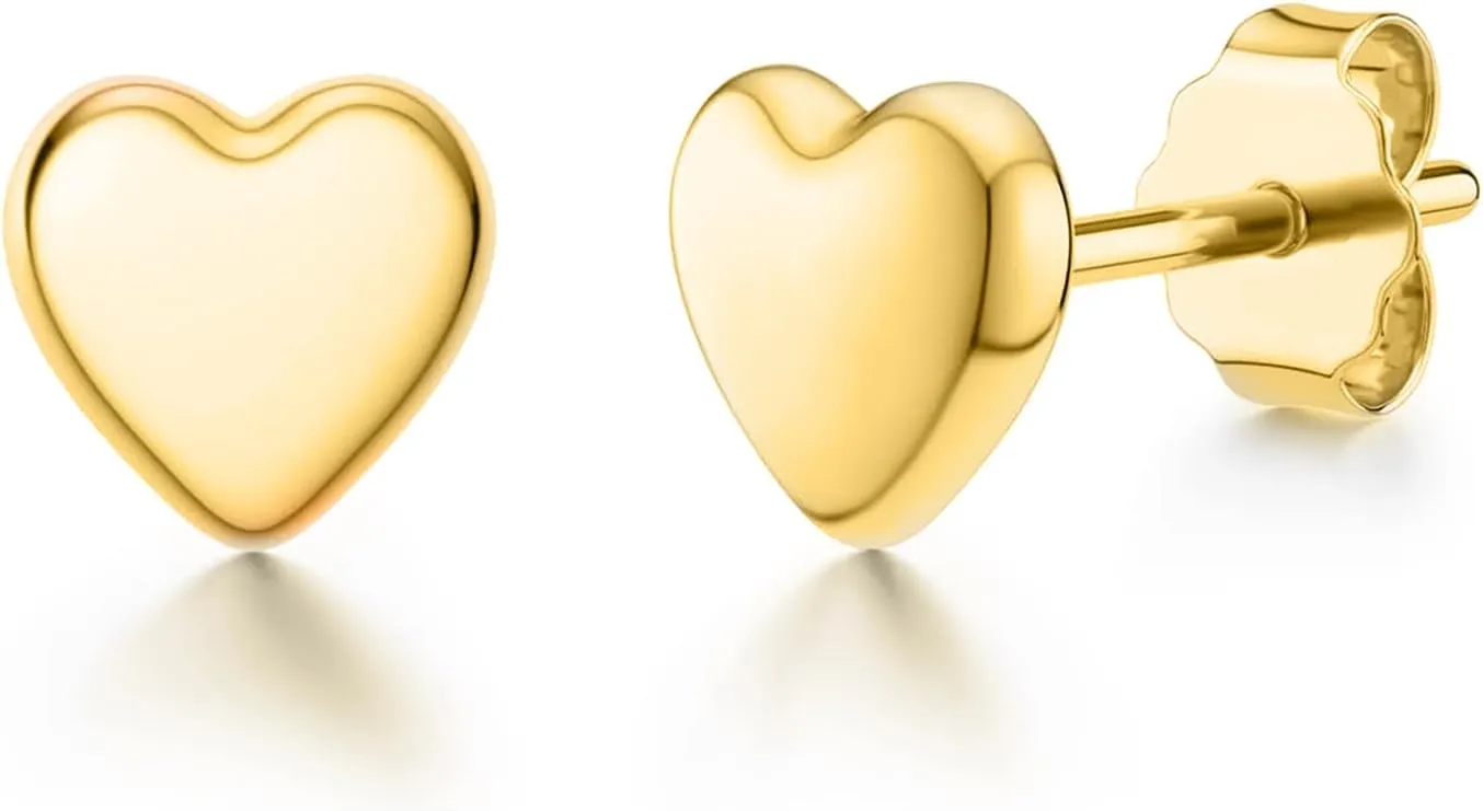 Gold Heart Stud Earrings for Women18K Gold Plated Hypoallergenic Jewelry Zarcillos DE Oro 18K Para Mujer Little Heart Studs Jewelry present Suitable For Any Occasion