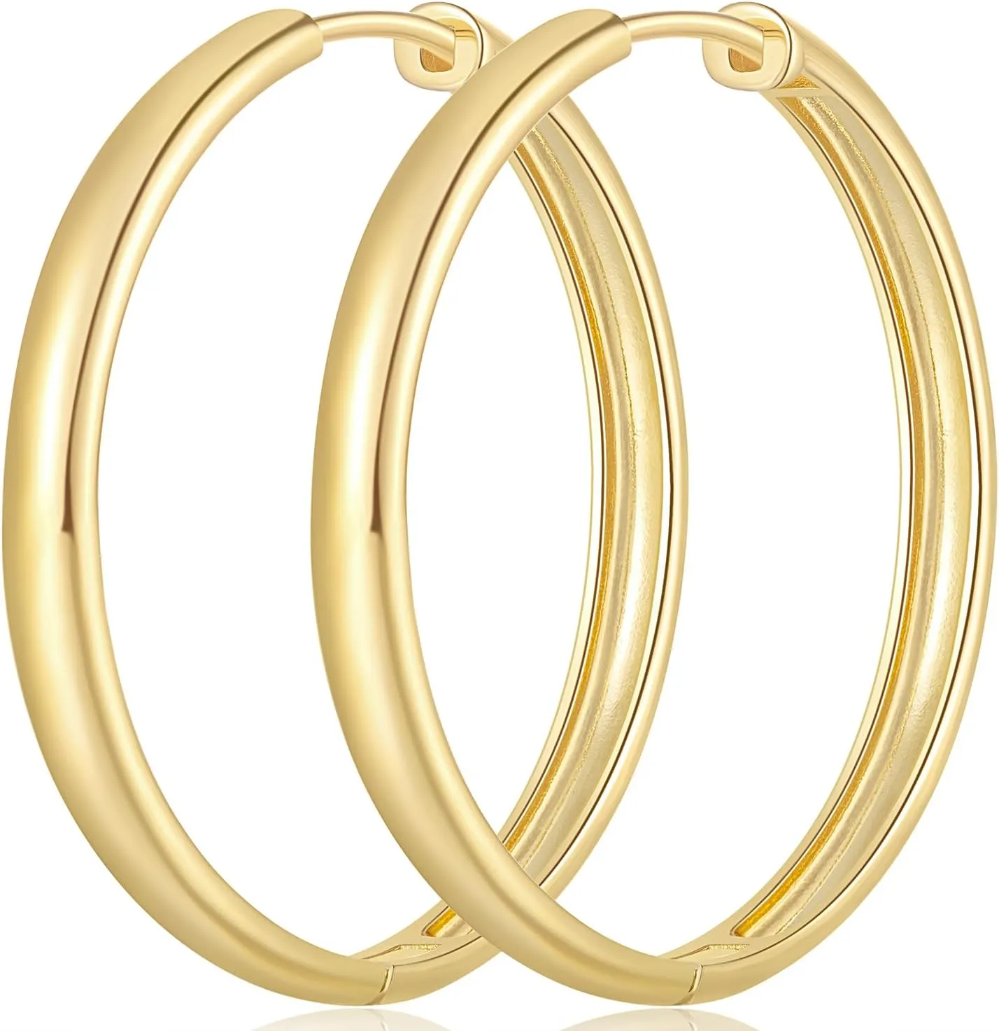 Gold Hoop Earrings 14K Huggie Hoops Earrings Womens Hoop Earring Minimalist Elegance 14k Hoops Earring Gold Jewerly for Women 30mm