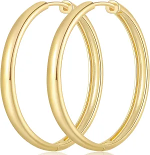 Gold Hoop Earrings 14K Huggie Hoops Earrings Womens Hoop Earring Minimalist Elegance 14k Hoops Earring Gold Jewerly for Women 30mm