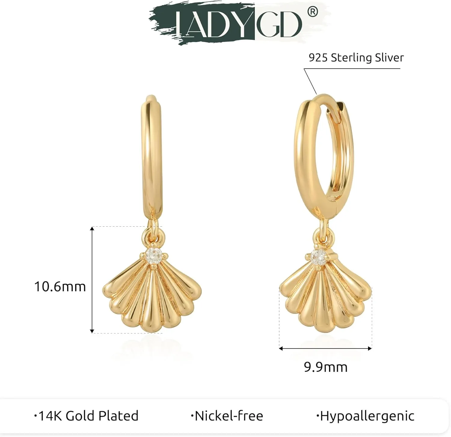Gold Huggie Hoop Earrings for Women 14K Gold Plated Cubic Zirconia Drop Dangle Earring Hypoallergenic Gold Jewelry Gifts