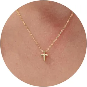 Gold Necklace for Women- 14K Gold Plated Cross Necklace Dainty Bow Necklace Infinity Cowboy Boot Necklace 16.5" 2"