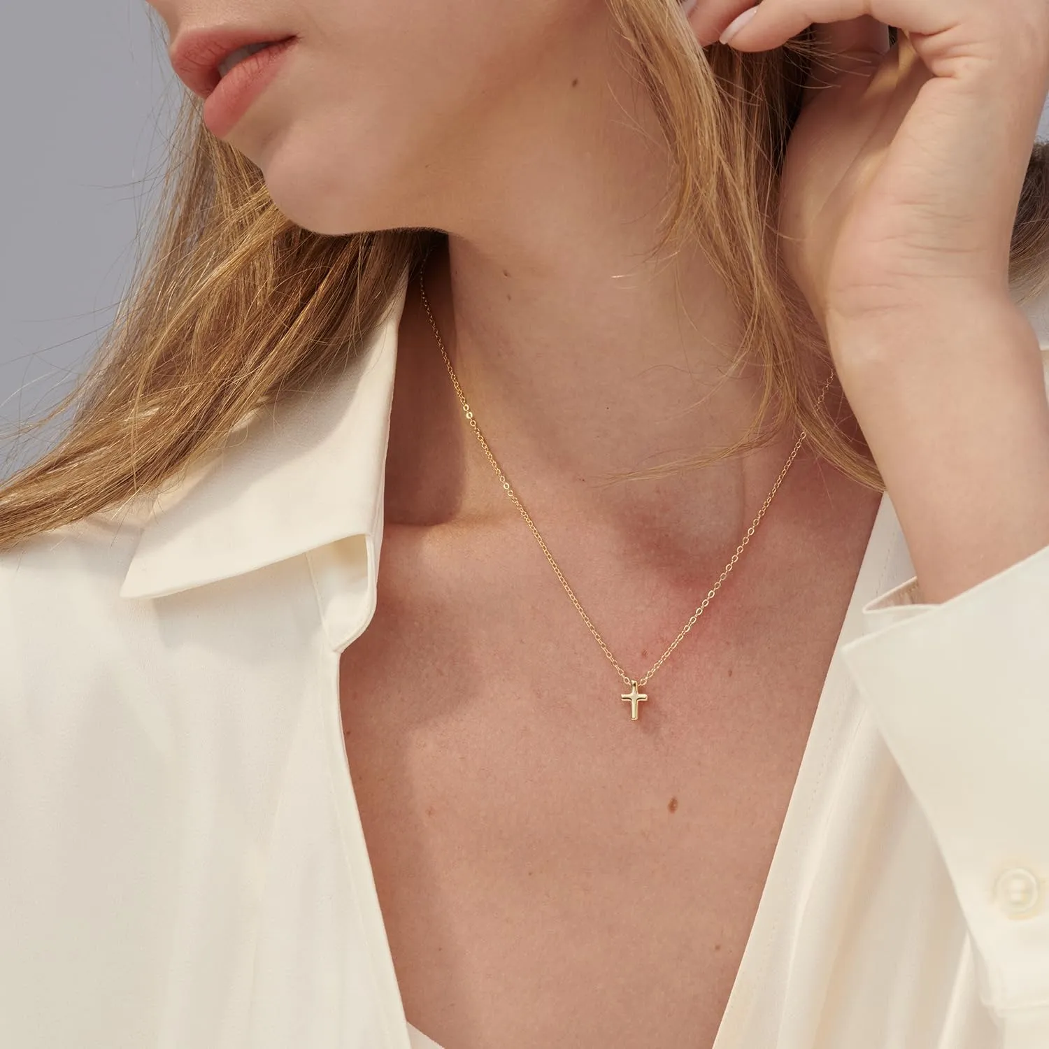 Gold Necklace for Women- 14K Gold Plated Cross Necklace Dainty Bow Necklace Infinity Cowboy Boot Necklace 16.5" 2"