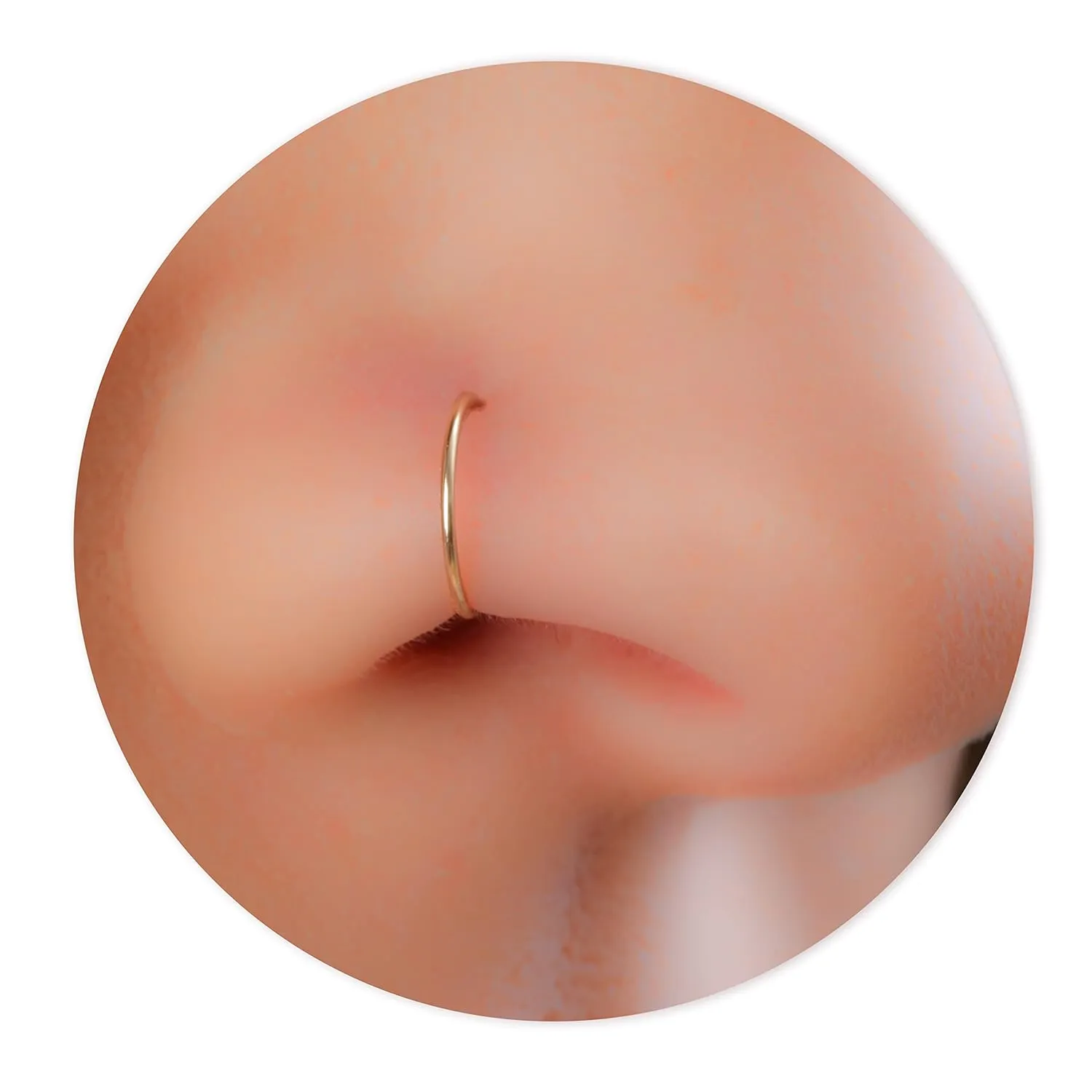 Gold Nose Hoop - Tiny Thin 24 Gauge 7mm Nose Rings For Women - 14k Gold Filled Nose Piercing Jewelry For Women - Small Handmade Nose Hoops - Gift Ready