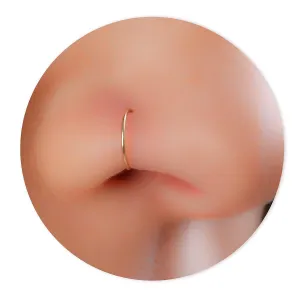 Gold Nose Hoop - Tiny Thin 24 Gauge 7mm Nose Rings For Women - 14k Gold Filled Nose Piercing Jewelry For Women - Small Handmade Nose Hoops - Gift Ready