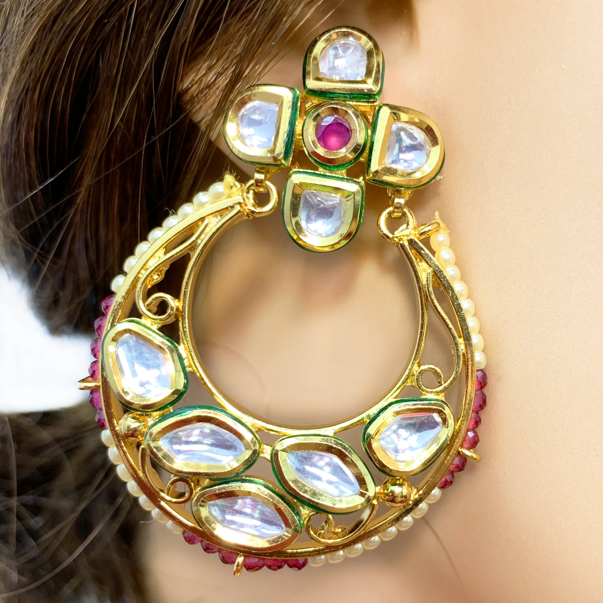 Gold Plated Choker Kundan & Pearl Set (D962)