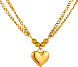 Gold Plated Heart Pearl Necklace Chunky Heart Snake Necklace Layered Titanium Steel Herringbone Necklaces for Women Jewelry Festival Gifts
