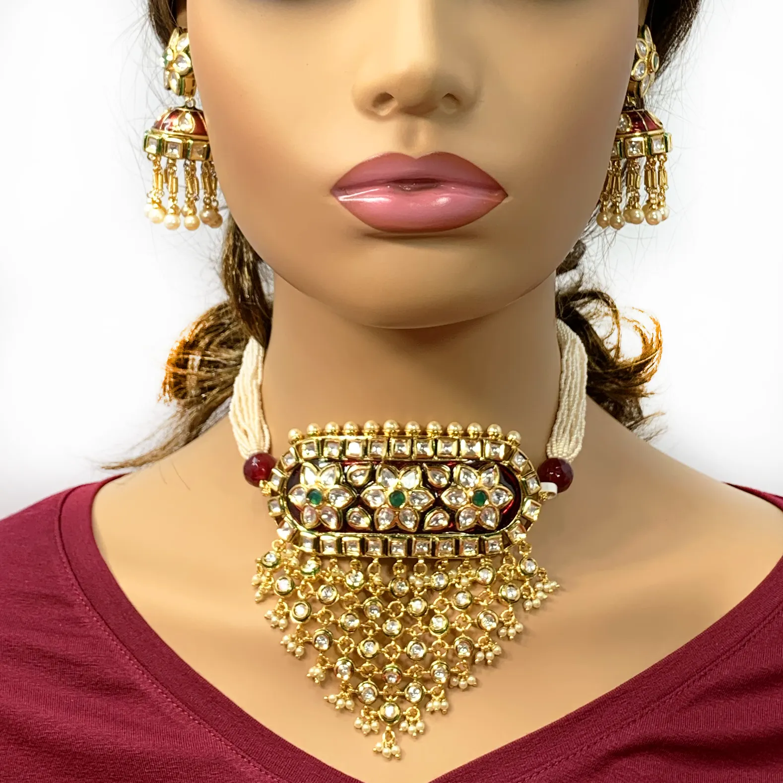 Gold Plated Kundan Choker Set (D963)