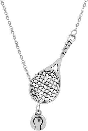 Gold Plated Tennis Racket Pearl Ball Pendant Necklace Exquisite Cute Hollow Out Sport Racket Racquet Chic Cubic Zirconia Geometric Long Chain Necklace for Women Sports Lover Fan Trendy Jewelry Gifts