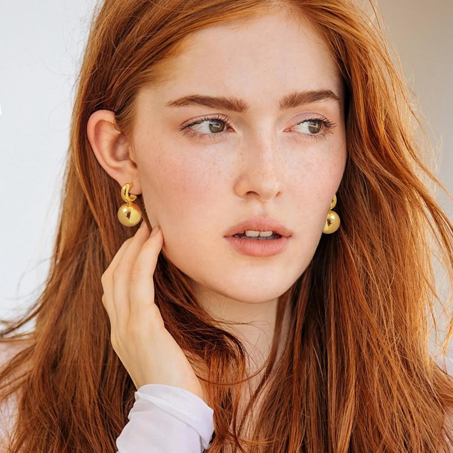Gold Silver Drop Stud Earrings Minimalist Lightweight Chunky Earrings for Women Daily Jewelry