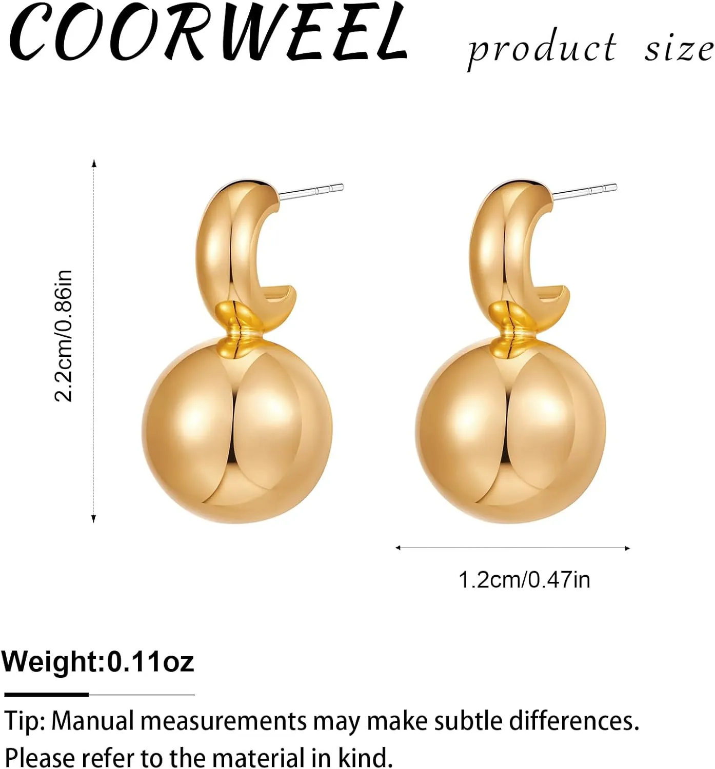 Gold Silver Drop Stud Earrings Minimalist Lightweight Chunky Earrings for Women Daily Jewelry