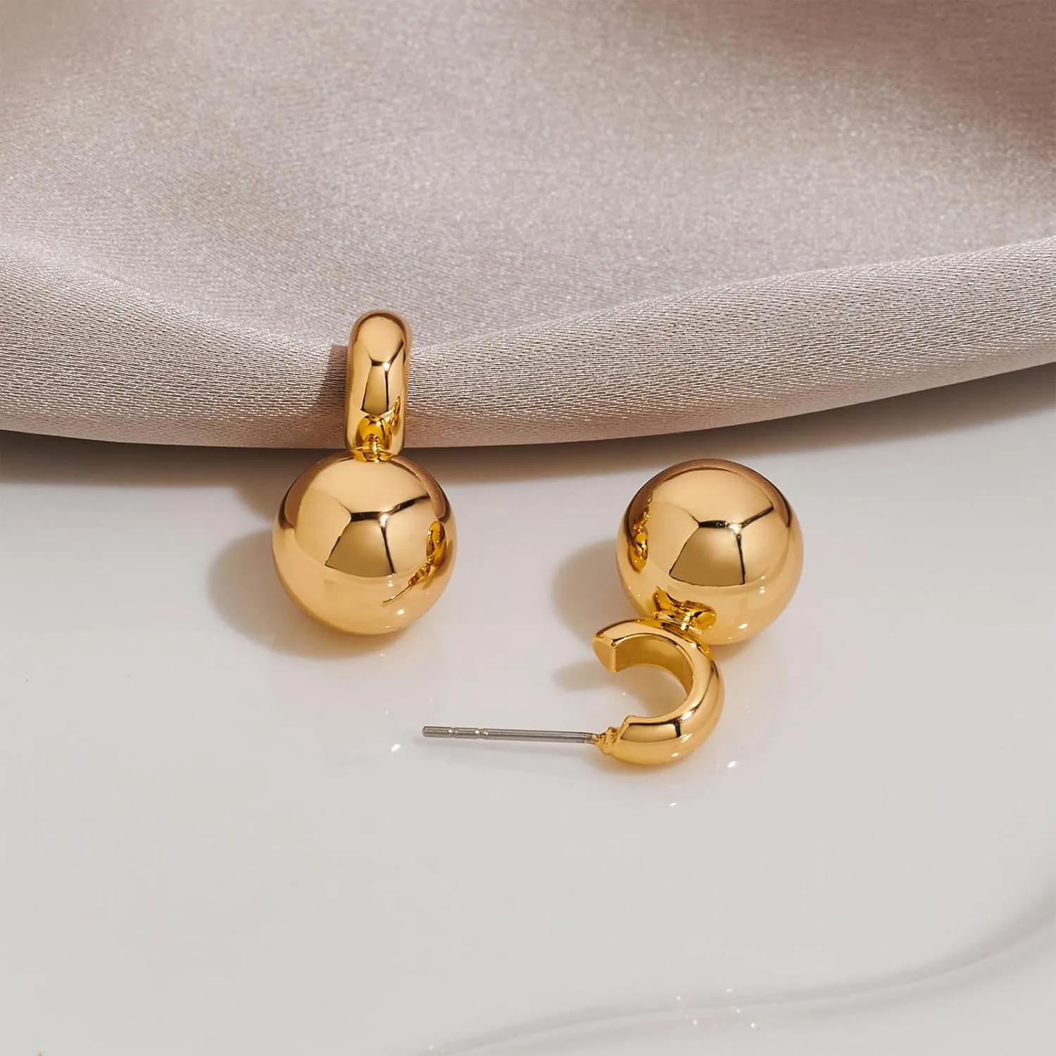 Gold Silver Drop Stud Earrings Minimalist Lightweight Chunky Earrings for Women Daily Jewelry