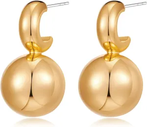 Gold Silver Drop Stud Earrings Minimalist Lightweight Chunky Earrings for Women Daily Jewelry