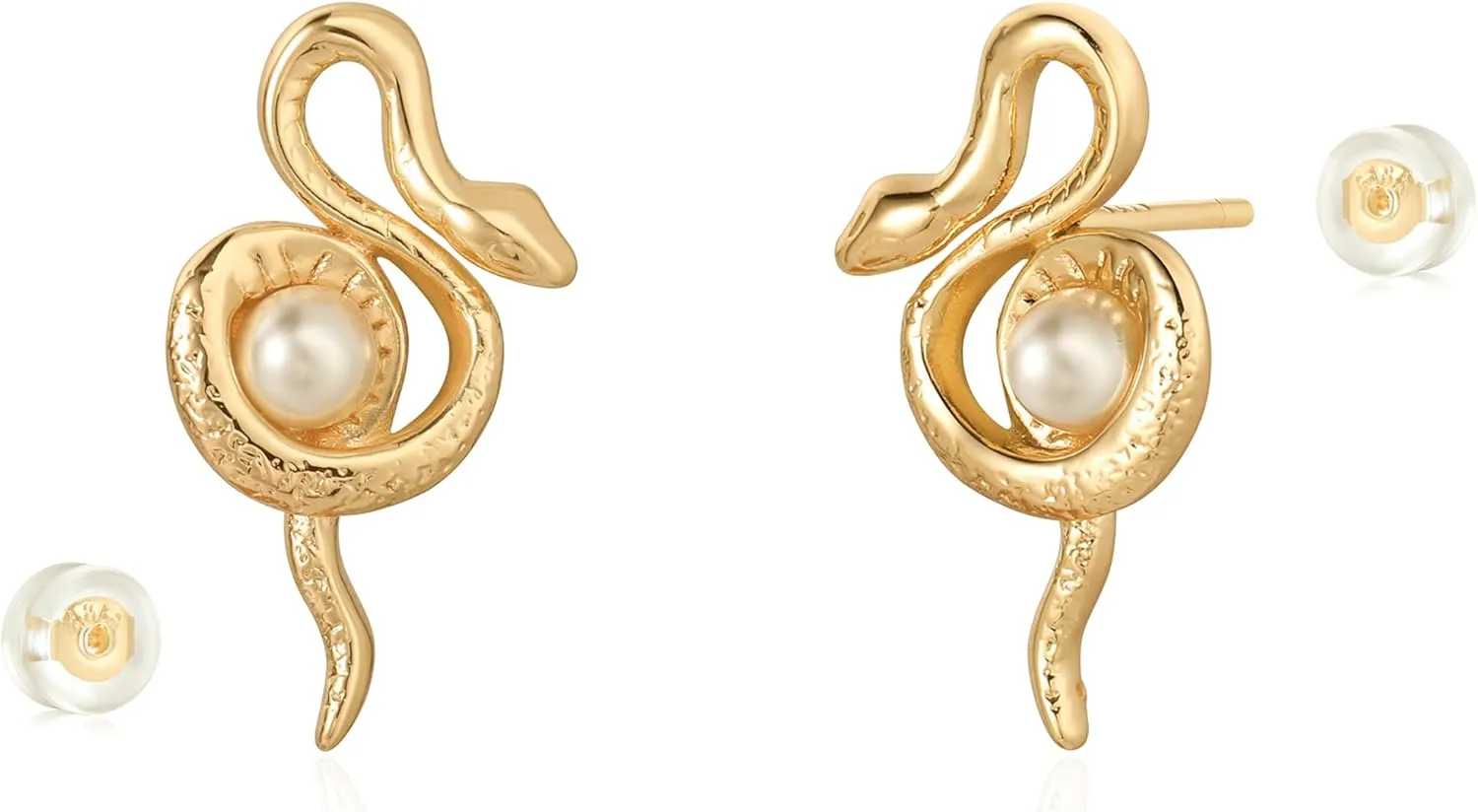 Gold Snake Stud Earrings 14K Gold Plated Cubic Zirconia Trendy Stud Earrings for Women Hypoallergenic Jewelry Gifts