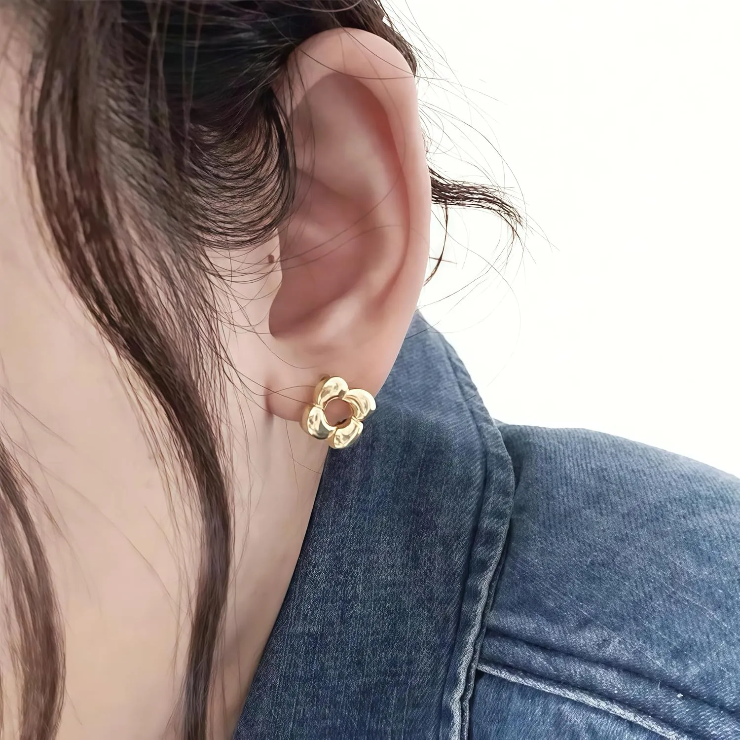 Gold Stud Earrings for Women, 14K Gold Plated Non Tarnish Nickel Free Hypoallergenic Earrings for Sensitive Ears, Dainty Small Love Knot Clover Teardrop Stud Earrings