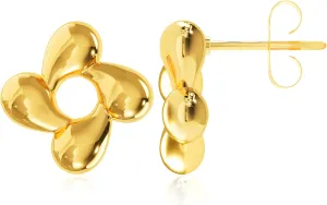 Gold Stud Earrings for Women, 14K Gold Plated Non Tarnish Nickel Free Hypoallergenic Earrings for Sensitive Ears, Dainty Small Love Knot Clover Teardrop Stud Earrings