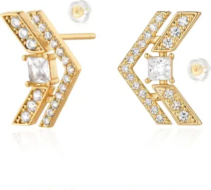 Gold Stud Earrings for Women 14K Gold Plated S925 Sterling Silver Post Cubic Zirconia Cute Earrings Hypoallergenic Lightweight Gold Jewelry Gifts