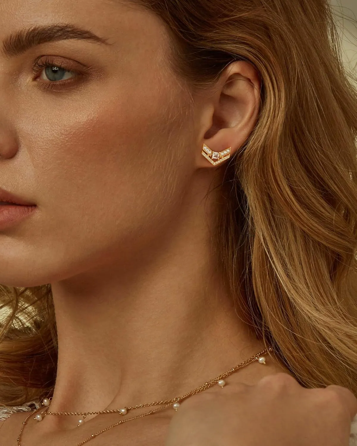 Gold Stud Earrings for Women 14K Gold Plated S925 Sterling Silver Post Cubic Zirconia Cute Earrings Hypoallergenic Lightweight Gold Jewelry Gifts
