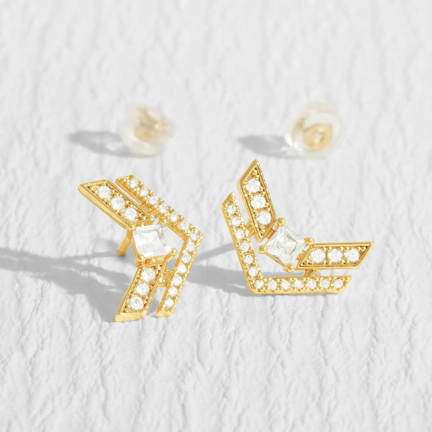 Gold Stud Earrings for Women 14K Gold Plated S925 Sterling Silver Post Cubic Zirconia Cute Earrings Hypoallergenic Lightweight Gold Jewelry Gifts