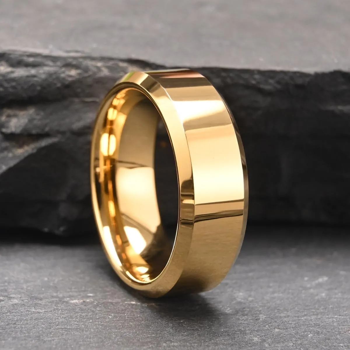 Gold Tungsten Carbide Rings for Men and Women 8mm/6mm/4mm Men's Engagement Wedding Bands High Polish Comfort Fit