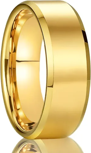 Gold Tungsten Carbide Rings for Men and Women 8mm/6mm/4mm Men's Engagement Wedding Bands High Polish Comfort Fit