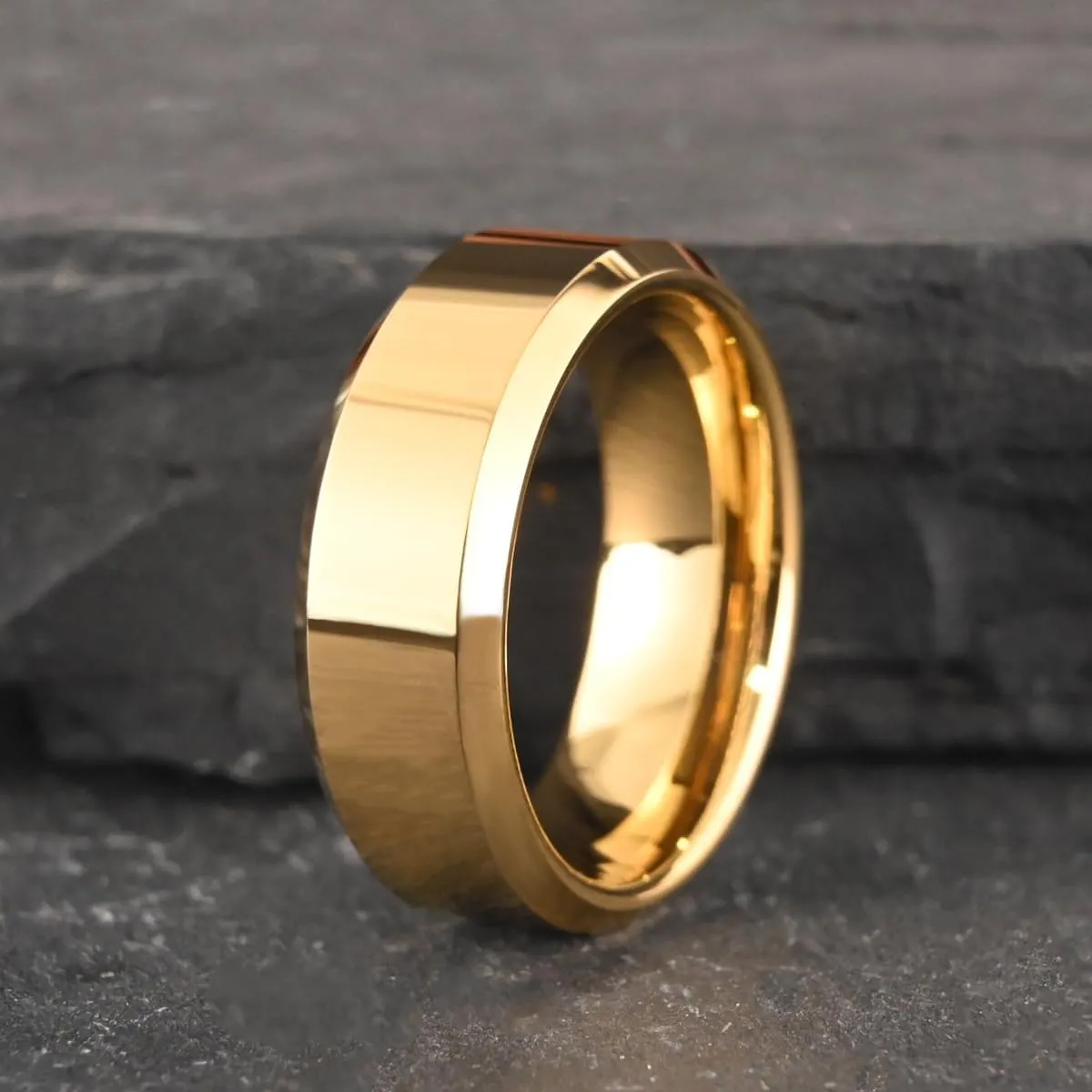 Gold Tungsten Carbide Rings for Men and Women 8mm/6mm/4mm Men's Engagement Wedding Bands High Polish Comfort Fit