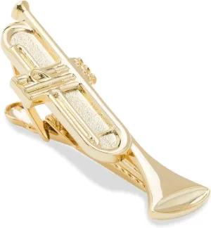 Golden Trumpet Tie Bar Gold Rhodium Plating Golden Trumpet Tie Bar