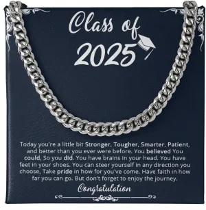 Graduation Gift Necklace, Graduation Gift for Him, Class of 2025 Necklace Gift, Senior Gift, Graduation Jewelry Congrats Graduation Pendants Gift For Son, Grandson, Brother, Bonus Son