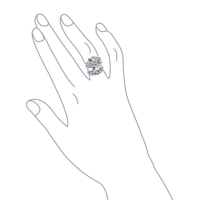Green Eye Cubic Zirconia Cocktail Statement Ring Silver-Plated Panther Design