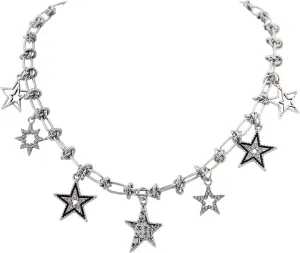 Grunge Star Pendant Choker Stainless Steel Necklace Punk Y2K Aesthetic Jewelry for Girls Women