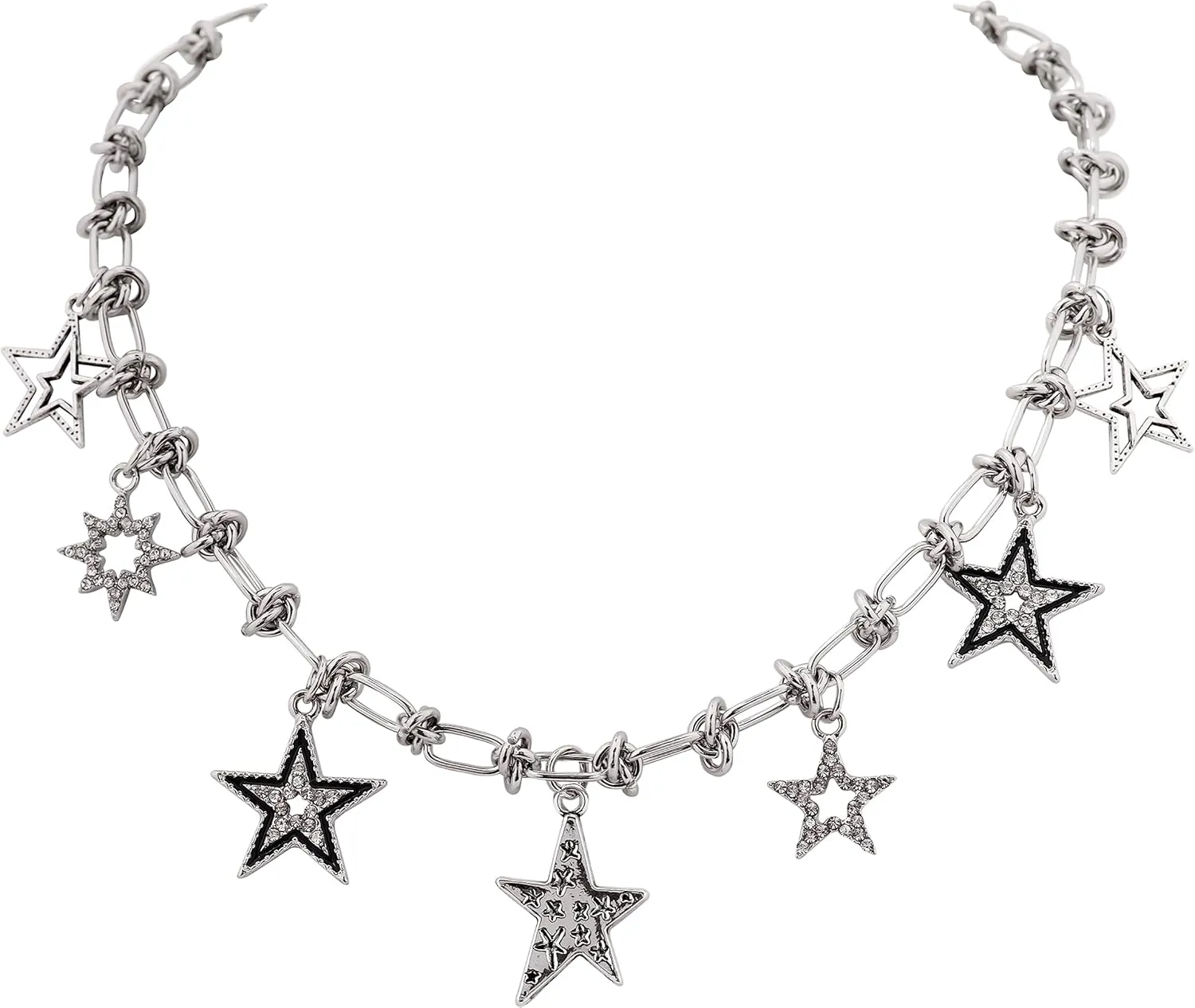 Grunge Star Pendant Choker Stainless Steel Necklace Punk Y2K Aesthetic Jewelry for Girls Women