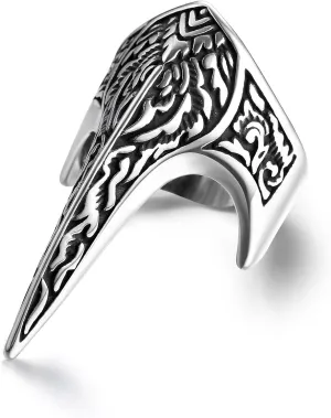GTHIC Stainless Steel Thumb Ring For Men Women Vintage Eagle Beak Goth Rings Archer Ring Fashion memento mori ring Animal Jewelry Gifts Size 7-13