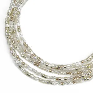 Handmade Gold Silver White Seed Bead Necklace, Thin 1.5 mm Single Strand