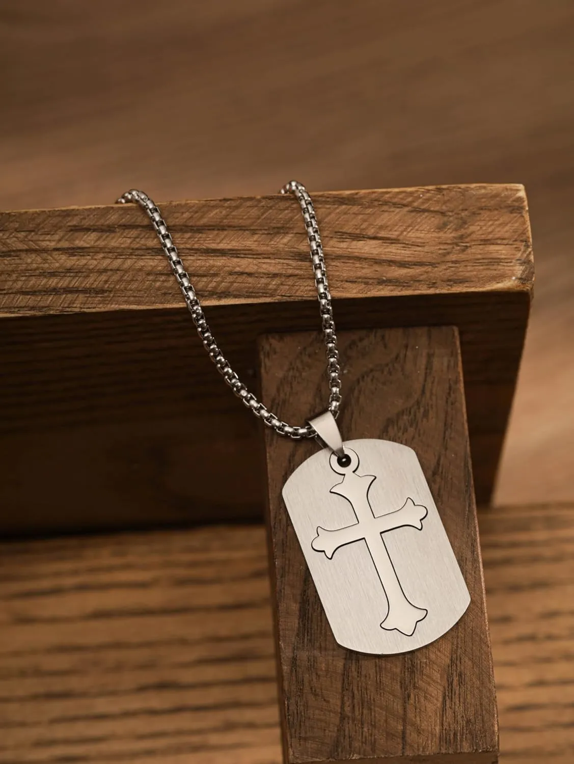 HAQUIL Stainless Steel Blank Dog Tag Necklace, Fashion Jewelry Gift for Men and Women