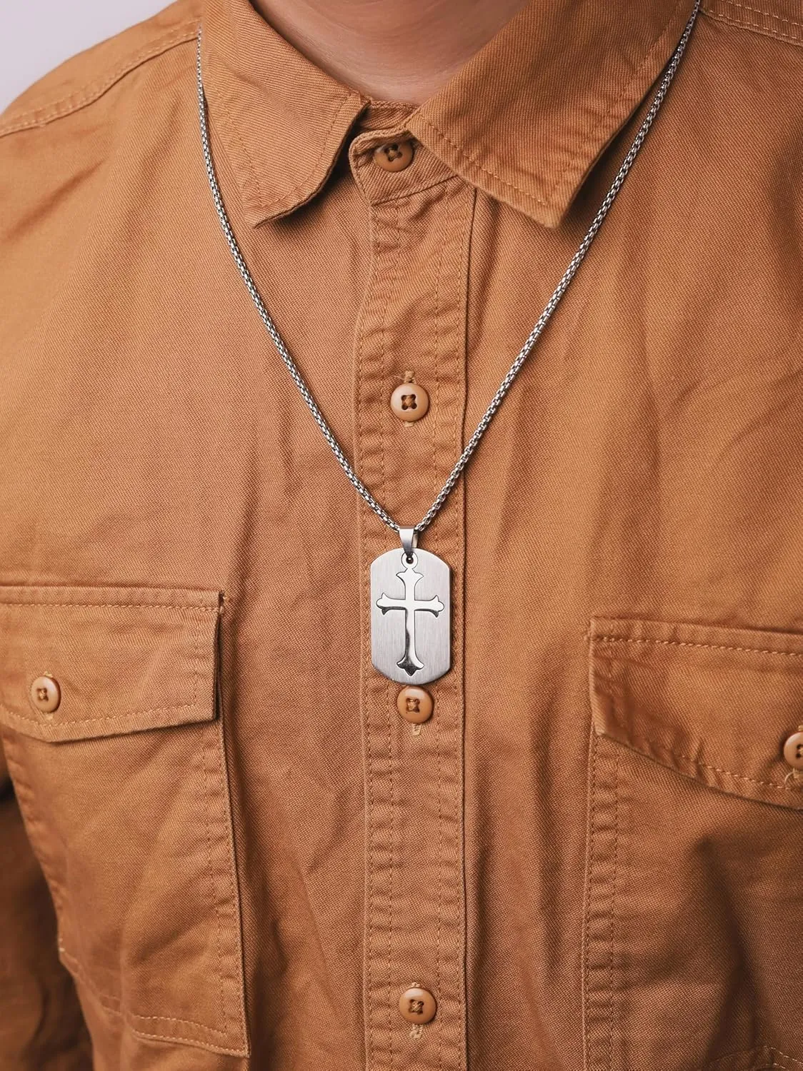 HAQUIL Stainless Steel Blank Dog Tag Necklace, Fashion Jewelry Gift for Men and Women