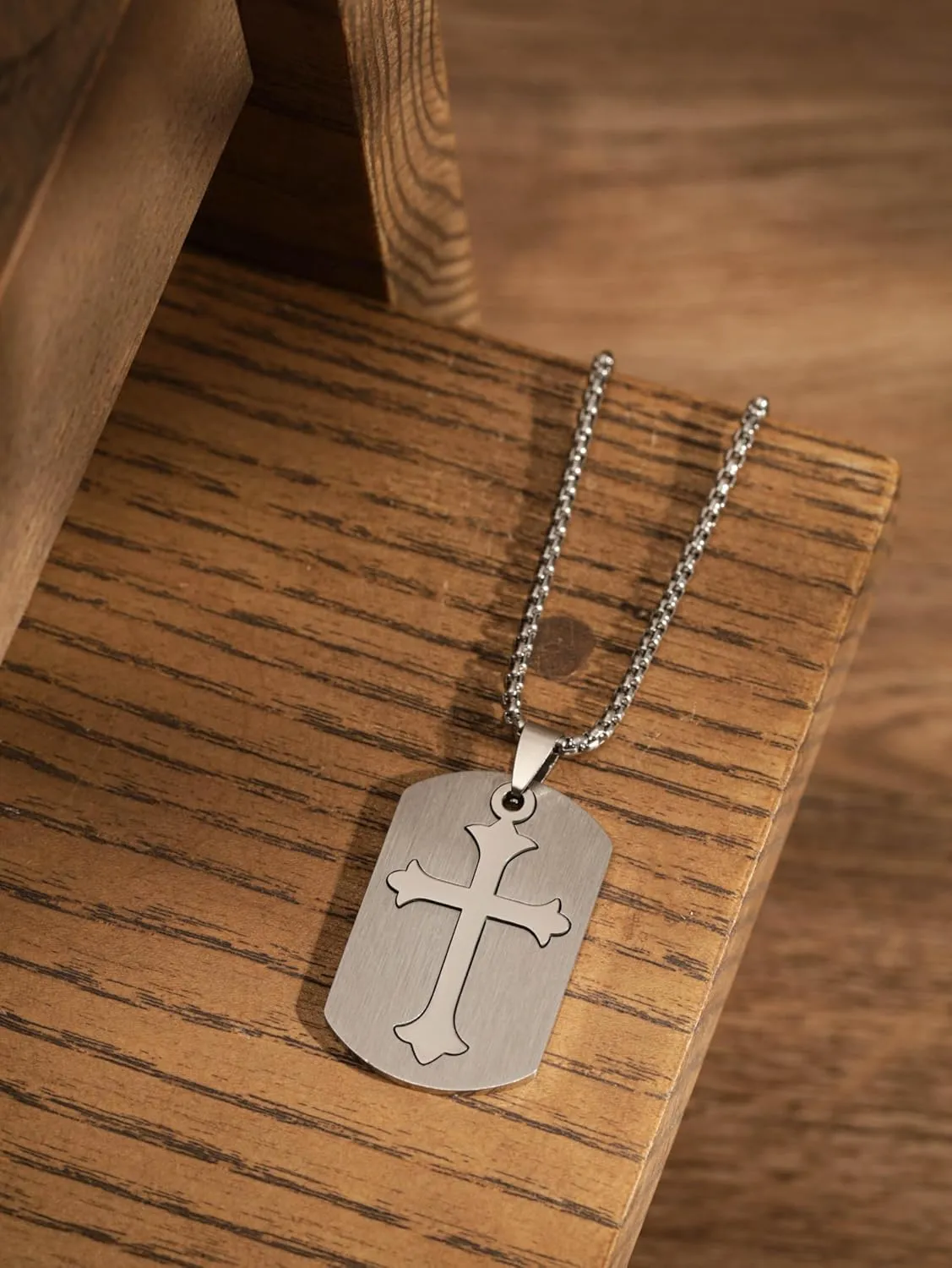 HAQUIL Stainless Steel Blank Dog Tag Necklace, Fashion Jewelry Gift for Men and Women