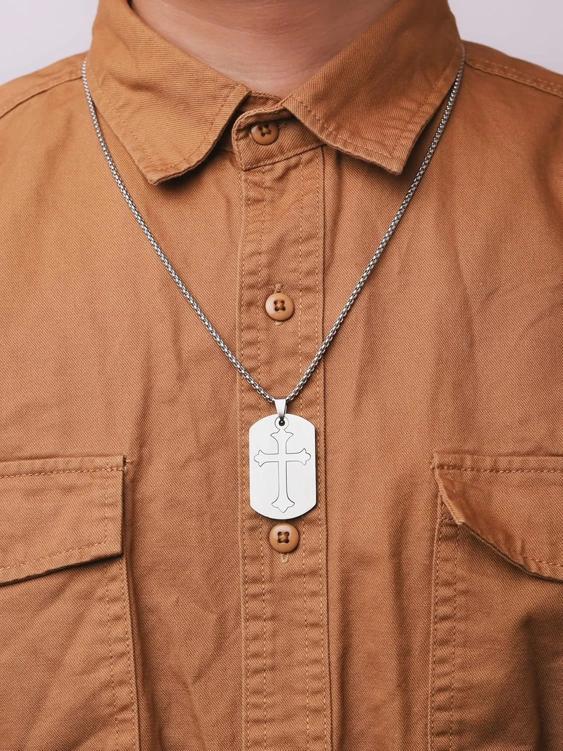 HAQUIL Stainless Steel Blank Dog Tag Necklace, Fashion Jewelry Gift for Men and Women
