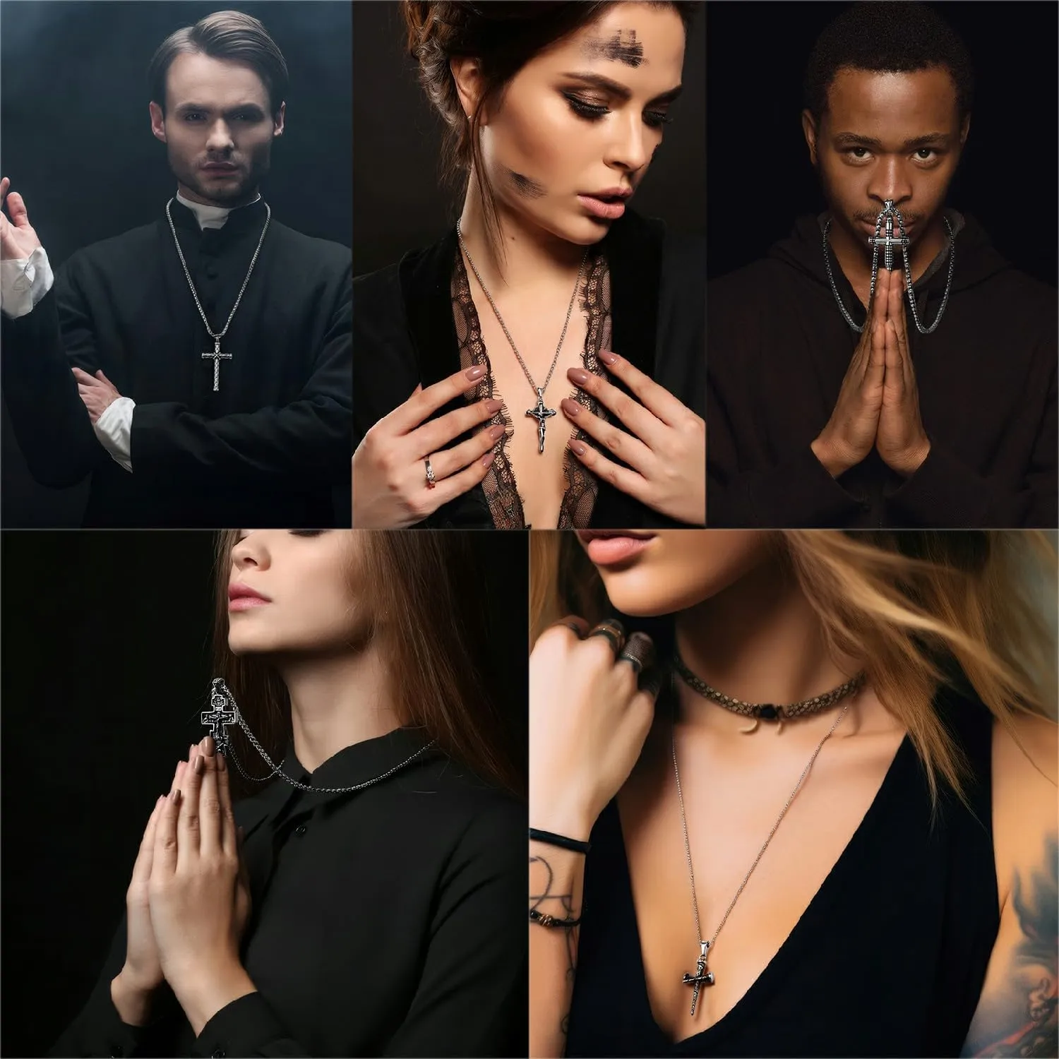 HAWSON Vintage Religious Cross Pendant for Men & Women Stainless Steel Cross Necklace with Latin, Byzantine & Orthodox Pendants, 24 Inch / 28 Inch Box Chain, Christian Gifts