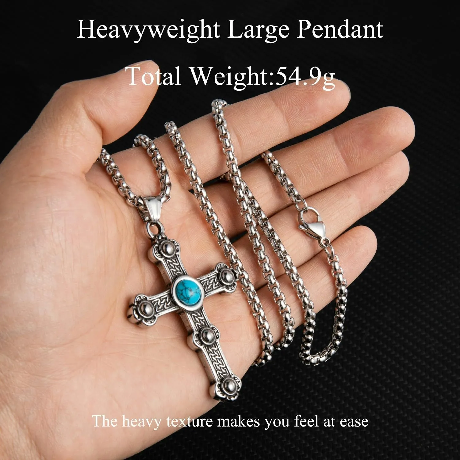 HAWSON Vintage Religious Cross Pendant for Men & Women Stainless Steel Cross Necklace with Latin, Byzantine & Orthodox Pendants, 24 Inch / 28 Inch Box Chain, Christian Gifts