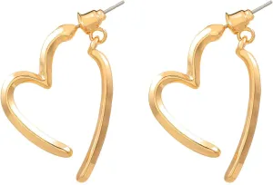 Heart Hoop Earrings For Women Dainty Simple Hypoallergenic Irregular Gold Silver Open Heart Stud Earrings Jewelry Gifts
