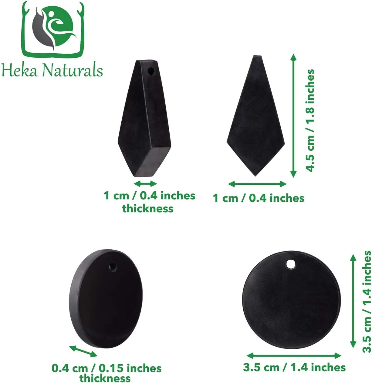 Heka Naturals Shungite Crystal Necklace Pendant Set - Spiritual Jewellery & Chakra Necklace - Trendy Jewellery Healing Crystals Black Necklace for Negative Energy Protection